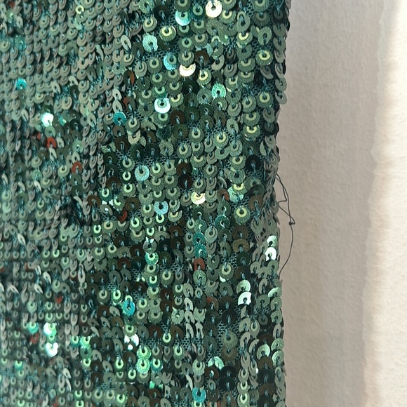 Dress the population Emery Dark Pine Green Sequin long sleeve fitted dress small - Picture 4 of 11